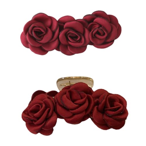 LOORGVEL 2 Stück Teiliges Haarklammern Camellia Haarspangen Damen Haarklammern mit Starker Fixierung Rutschfest Langlebig für Alltag und Styling von LOORGVEL