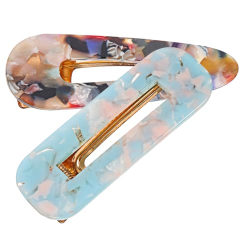 LOORGVEL 2 Stück Teiliges Haarklammern aus Farbigem Acryl und Quadratischem Blau Einfache Rutschfeste Haarspangen für Dickes Haar Vielseitige Haarschmuck Accessoires für Frauen und Mädchen von LOORGVEL