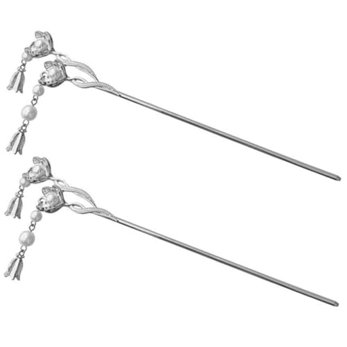 LOORGVEL 2 Stück Teiliges Haarschmuck Haarnadeln Perlenblume Stabile Haarstäbchen für Damen und Mädchen Chinesischer Stil Eleganter Haarfork für Hochsteckfrisuren von LOORGVEL
