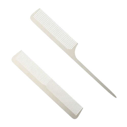 LOORGVEL 2 Stück Teiliges Haarschneidekamm Ultradünn Langlebig und Leicht Antistatisch Geeignet für Männer und Frauen Praktische Haarschneide Zubehör für Zuhause und Salon Silberfarben von LOORGVEL