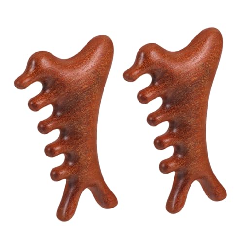 LOORGVEL 2 Stück Teiliges Holz Massagekamm Breitzahnig Langlebig für Kopfhautmassage Schuppenentfernung Haarentwirrung Multifunktional für Damen Herren Handgefertigt Tragbar für Zuhause von LOORGVEL