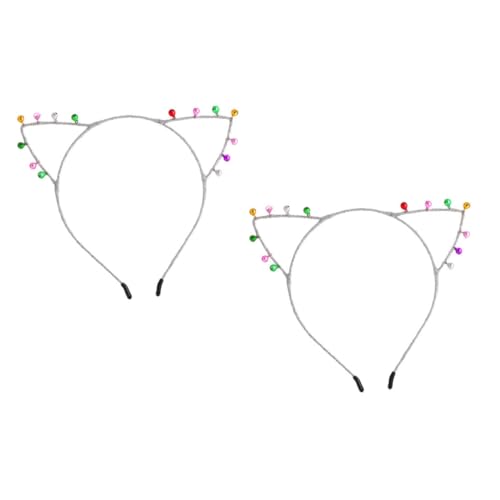 LOORGVEL 2 Stück Teiliges Katzenohren Stirnband mit Metallischer Glocke Leichtes Haar Accessoire für Damen Bequemes Modisches Kopfband für Festliche Anlässe und Partys von LOORGVEL
