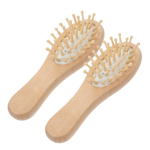 LOORGVEL 2 Stück Teiliges Kleine Holzbürste mit Breiten Zähnen Sanfte Entwirrung Antistatisch mit Kopfhautmassagefunktion Holz Paddle Design Schonend für Haare für Damen Herren für Reisen von LOORGVEL
