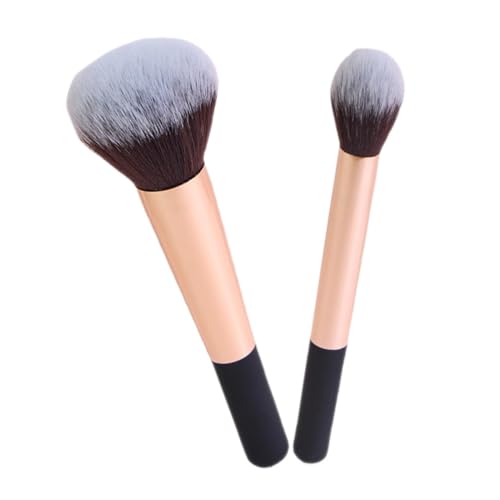 LOORGVEL 2 Stück Teiliges Makeup Pinselset Große Weiche Puder und Highlighter Pinsel für Frauen Sanfte Präzise Applikation Natürlicher Glow Make Up Werkzeuge Gesichtsschminke von LOORGVEL