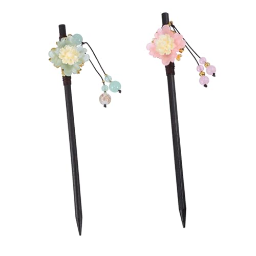 LOORGVEL 2 Stück Teiliges Orientalische Haarnadeln aus Holz Antike Chinesische Haarschmuck stäbchen mit Floralem Design Leichter Haarhalter für Dutt Klassischer Vintage stil für Damen und von LOORGVEL