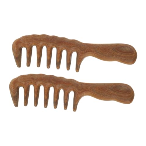 LOORGVEL 2 Stück Teiliges Sandelholz Kopfhaut Massagekamm Zähne Tragbarer Holz Massagekamm für Männer Frauen Antistatisch Kompakt Entspannende Kopfhautmassage Geeignet von LOORGVEL