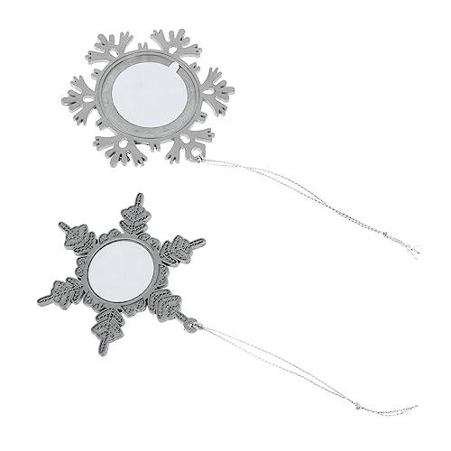 LOORGVEL 2 Stück Teiliges Schneeflocken Anhänger aus Metall DIY Foto Rahmen Halskettenanhänger Silberfarbene Weihnachtsdeko und Festlicher Schmuck Leicht und Komfortabel für Damen und von LOORGVEL