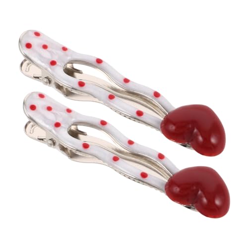 LOORGVEL 2 Stück Teiliges Süße Herz Haarspangen mit Dots Sicherer Vielseitige Seitenclips für Damen Design für Alltag Party und Date Kawaii Haarschmuck von LOORGVEL