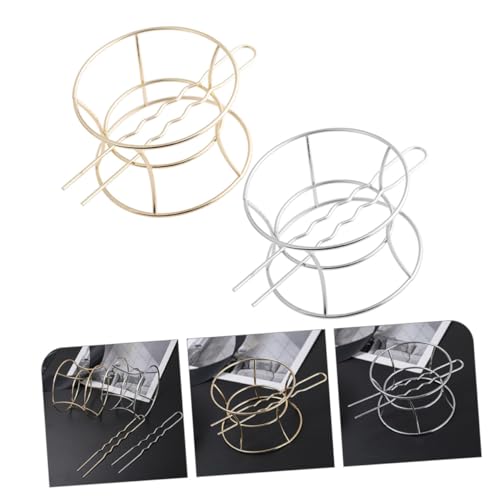 LOORGVEL 2 Stück Teiliges Vintage Haar Bun Cuff aus Metall Dekorativer Haarschmuck für Damen Langlebiger Haarhalter in Gold und Silber Geeignet für Hochsteckfrisuren Alltag Party und von LOORGVEL