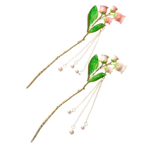 LOORGVEL 2 Stück Teiliges Vintage Haarschmuck Perlen und Quasten Chinesische Haarnadeln für Damen Stilvolle Haarschieber für Hochzeit Retro Haarstäbe für Stilvolle Frisuren von LOORGVEL