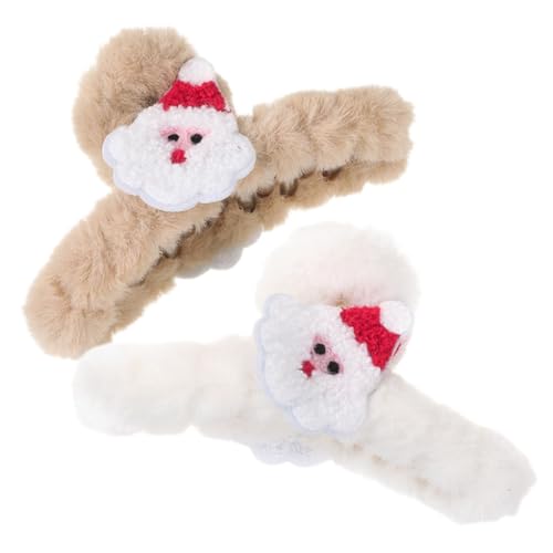 LOORGVEL 2 Stück Weiche Plüsch Haarspangen Weihnachts Haarklammern für Langes Haar Große Haarklammern für Damen und Teenager Rutschfest Schonend Vielseitig für Alltag und Festtage von LOORGVEL