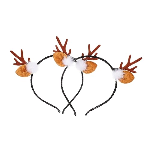 LOORGVEL 2 Stück Weihnachtliches Rentiergeweih Haarreif Leichtes Bequemes Stirnband mit Hasenohren Weicher Niedliches Party Kostümzubehör für Festliche Anlässe von LOORGVEL