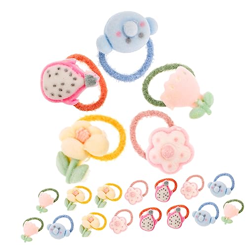 LOORGVEL 20stücke Cartoon Haarseile Elastische Haarseile Mädchen Haarschmuck Blumen Cartoon Haargummis Elastische Pferdeschwanzhalter Kopfschmuck Für Mädchen von LOORGVEL