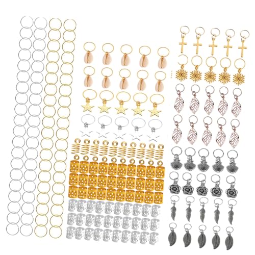 LOORGVEL 220 Stück Teiliges Dreadlock Rings und Pendant Haarschmuck Kreative Haarperlen für Zöpfe und Haarverlängerungen Leichte Dekorative Haarschmuck accessoires für Damen und Herren von LOORGVEL