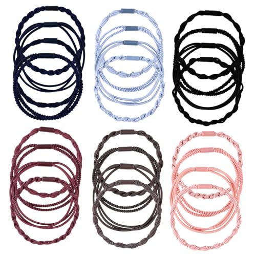 LOORGVEL 24 Stück Hochelastische Haargummis Umfang Haarschmuck für Mädchen Geflochtene Hair Elastics Schonend Kein Haarschaden Bunte Ponytail Halter Armbänder von LOORGVEL