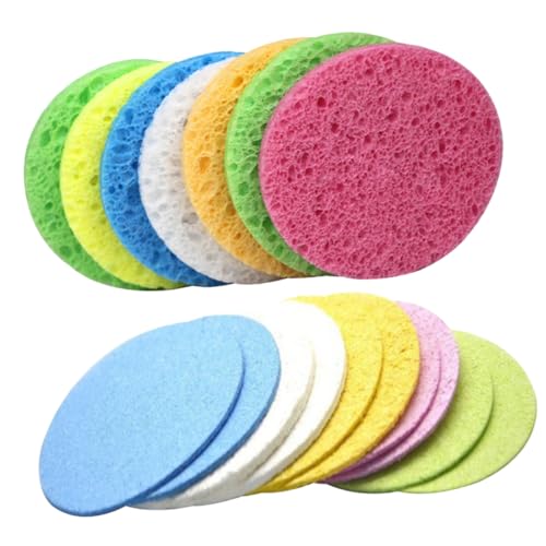 LOORGVEL 25 Stücke Runde Zellulose Gesichtsschwämme Sanfte Gesichtsreinigung für Make Up Entfernung für und Männer für Reisen von LOORGVEL