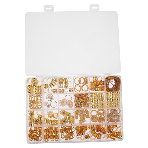 LOORGVEL 257 Stück Teiliges Dreadlocks Haar Schmuck Goldene Perlen Haarschmuck für Zöpfe Hohl kronenförmige Haarmanschetten Vielseitige Flecht Lock Accessoires für Alltag und Party von LOORGVEL