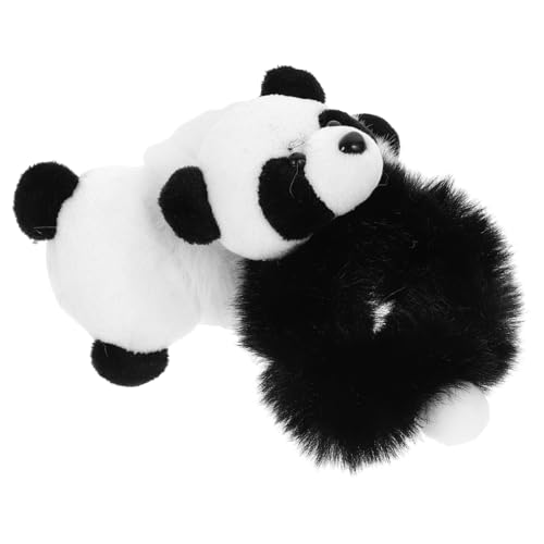 LOORGVEL 2stücke Furry Panda Haargummis Plüsch Haarbänder Für Pferdeschwanz Elastische Haargummis Für Mädchen Süße Cartoon Frisuraccessoires von LOORGVEL