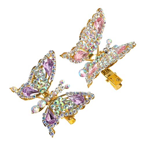 LOORGVEL 2stücke Glitzernde Schmetterling Haarklammern Für Frauen Und Mädchen Elegante Rhinestone Haarclips Für Jeden Haartyp Perfektes Haarschmuck-accessoire von LOORGVEL