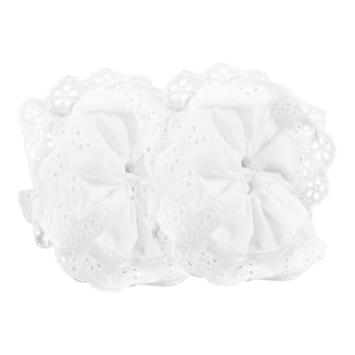 LOORGVEL 2stücke Große Haargummis Doppellagige Spitze Elastische Haargummis Für Dickes Haar Stilvolle Haaraccessoires Für Damen Vielseitig Einsetzbare Haarbinder Cremefarben von LOORGVEL