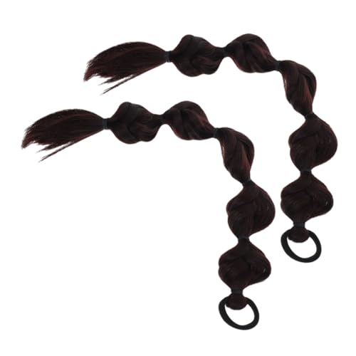 LOORGVEL 2stücke Geflochtene Ponytail Haarverlängerungen Natürliche Bubble Zöpfe Für Frauen Süße Box-zöpfe Für Partys Festivals Und Alltag Tiefbraun von LOORGVEL