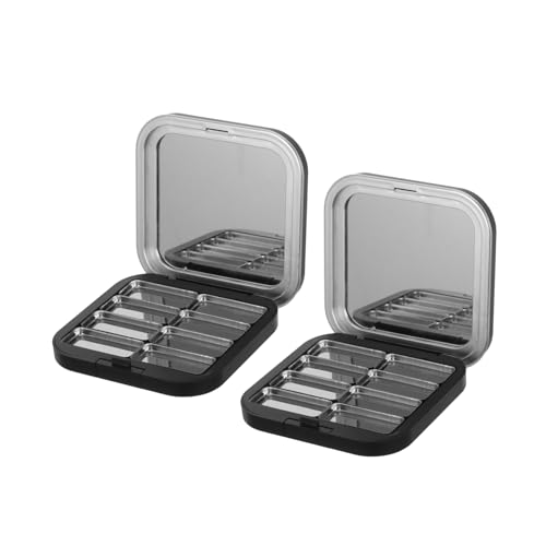 LOORGVEL 2stücke Leere Lidschattenpaletten Koffer Make-up-Organizer Aus Schwarzen Materialien Tragbar Für Unterwegs Zu Hause Studio von LOORGVEL