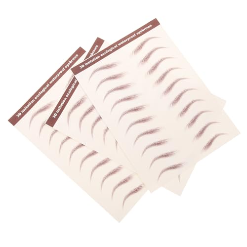 LOORGVEL 3 Blätter Augenbrauen Aufkleber Teiliges Braune Simulation Tattoos für Augenbrauenformung und Styling Wasserfest und Langlebig für Ungleiche oder Fehlende Augenbrauen von LOORGVEL