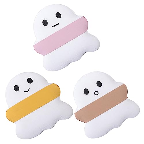 LOORGVEL 3 Stck. Ghost Makeup Puderquasten für Frauen Kleine Tragbare Weiche Make Up Schwämme mit Fingerhalter Geeignet für Flüssigfoundation Concealer und Puder Niedliches Design in Gelb von LOORGVEL