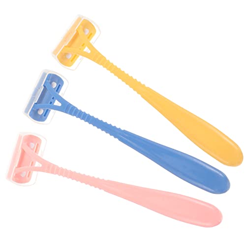 LOORGVEL 3 Stück Damen Körperhaarrasierer Handrasierer für Achsel und Beinbehaarung Tragbare Haarentferner für Gelb und Blau Schonend und Hautfreundlich von LOORGVEL