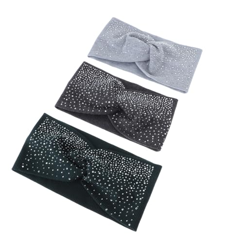 LOORGVEL 3 Stück Elastisches Yoga Stirnband Damen Crossover Haarband mit Breiter Rutschfestes Sport Haarwickel für Fitness Laufen Radfahren Aerobic in Grün Hellgrau Dunkelgrau von LOORGVEL