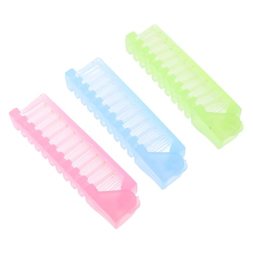 LOORGVEL 3 Stück Faltbare Haarbürste Kleine Kämme Massagebürste Tragbar Kompakt Für Damen Reise Tasche Grün Blau von LOORGVEL