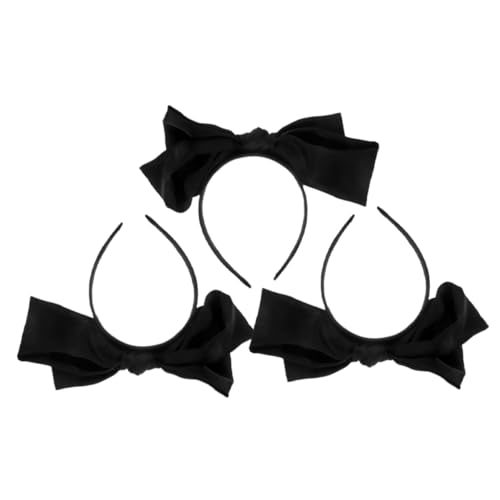 LOORGVEL 3 Stück Große Schwarze Haarschleifen Stirnband Damen Haarschmuck mit Leichtem Formbeständigem Material für Party Alltag und Vielseitige Frisuren von LOORGVEL