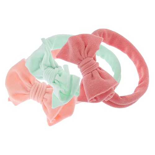 LOORGVEL 3 Stück Haarbänder mit Niedlicher Schleife Weiche Elastische Stirnbänder Komfortable Kopfbedeckung für Neugeborene und Kleinkinder für Geburtstag Festtage und Fotoshootings von LOORGVEL