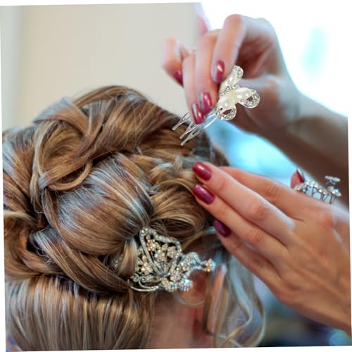 LOORGVEL 3 Stück Haarkamm Brautschmuck mit Perlen und Strasssteinen Teiliges Glitzernde Haarschmuck für Hochzeit Party und Festliche Anlässe Leichter Stabiler Haarkamm für Damen von LOORGVEL