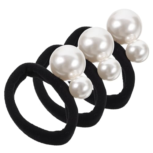 LOORGVEL 3 Stück Perlen Haargummis Elastische Haarbänder mit Nahtloser Perlenverzierung Stilvoller Haarschmuck für Damen und Mädchen für Pferdeschwanz und Alltag Modisch Elegant von LOORGVEL