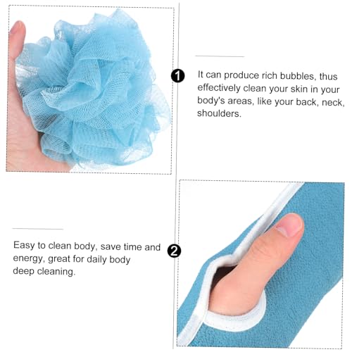 LOORGVEL 3 Stück Teiliges Badewäscheset mit Langem Griff Dicker Blumenförmiger Rückenpeeling handtuch für Einfache Rückenreinigung Tragbar Schnelltrocknend für Tägliche Körperpflege und von LOORGVEL