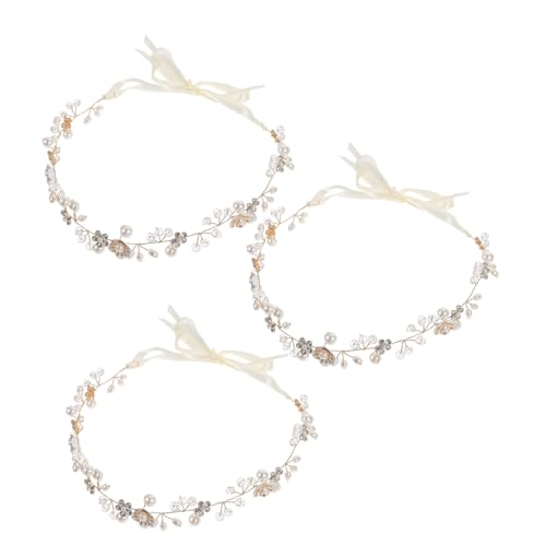 LOORGVEL 3 Stück Teiliges Braut-haarband mit Strasssteinen Leichtes Damen Stirnband für Hochzeit Party Abschlussball Vielseitiger Haarschmuck für Frauen und Mädchen Goldfarbene von LOORGVEL