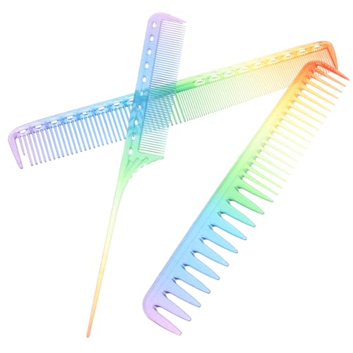 LOORGVEL 3 Stück Teiliges Buntes Friseurkamm Transparent Haarstyling Kämme Robust Flexibel für Damen Herren und Alltag Geeignet von LOORGVEL