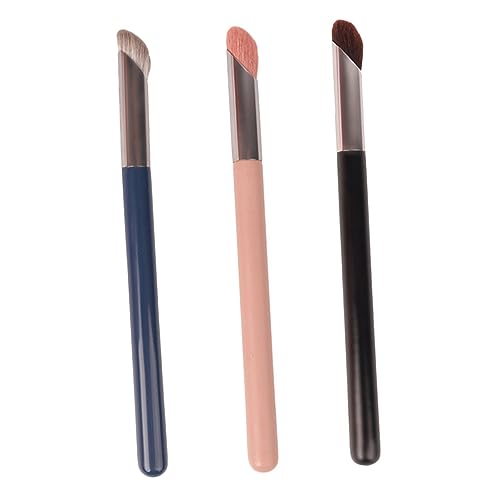 LOORGVEL 3 Stück Teiliges Concealer Makeup Pinselset mit Holzgriff Professionelle Multifunktionale Kosmetikpinsel für Augen Lippen Foundation Leicht und Tragbar für Frauen Zufällige Farbe von LOORGVEL