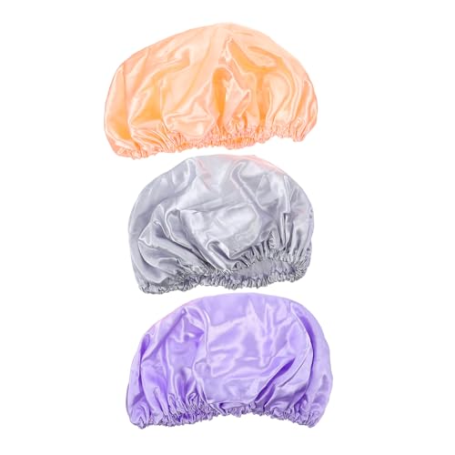 LOORGVEL 3 Stück Teiliges Duschhauben Doppellagig Peva Badekappen für Damen Mädchen Leichte Atmungsaktive Badekappe in Pastellfarben Wiederverwendbar Haar Hautschutz Beim Baden Dusche von LOORGVEL