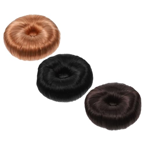 LOORGVEL 3 Stück Teiliges Haarknoten Synthetische Haarschlaufe Duttformer für Mädchen Natürliches Haarvolumen Einfaches Styling Zubehör in Schwarz Dunkelbraun Gold von LOORGVEL