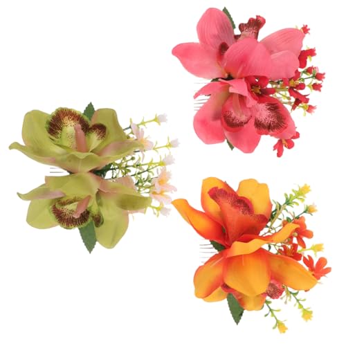 LOORGVEL 3 Stück Teiliges Hawaiianische Künstliche Orchideen-haarspangen Leichte Tropische Blumen-haaraccessoires für Stilvolle Steckfrisuren für Strandurlaub Hochzeit Boho-party Damen und von LOORGVEL