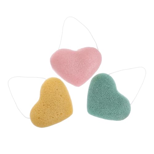 LOORGVEL 3 Stück Teiliges Herzförmige Gesichtsschwämme Reinigungspads Sanftes Peeling Wiederverwendbare Make-up Entferner Schwämme Für Sensible Haut Tiefenreinigung von LOORGVEL