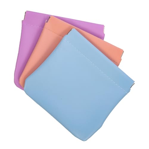 LOORGVEL 3 Stück Teiliges Kosmetiktaschen aus Langlebigem PU Leder Selbstschließend mit Praktischem Druckverschluss als Kleine Make Up Tasche Münzbeutel und Reise Organizer für Frauen von LOORGVEL