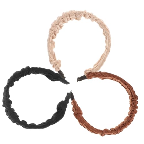 LOORGVEL 3 Stück Teiliges Retro Haarband Damen Weich Gefaltet Stilvolles Kopfschmuck in Schwarz Karamell und Haarschmuck für Alltag Party und Besondere Anlässe von LOORGVEL