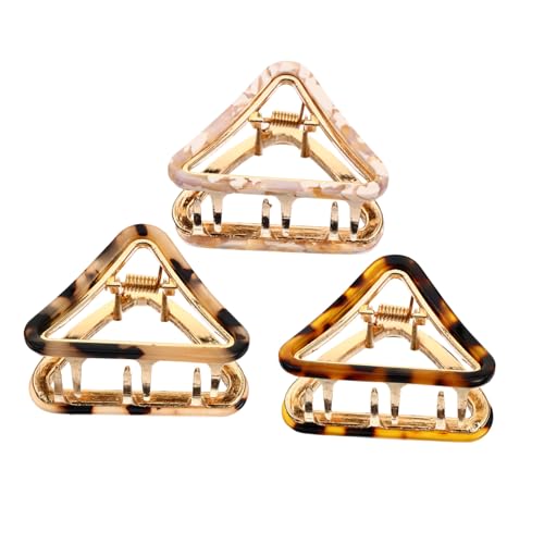 LOORGVEL 3 Stück Teiliges Retro Haarklammern für Frauen und Mädchen Stilvolle Dreieckige Haarspangen in Beige und Leopardenmuster Haarschmuck Clips für Alltag Hochzeit und Party von LOORGVEL