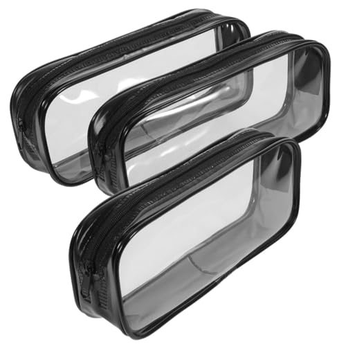 LOORGVEL 3 Stück Teiliges Transparentes Federmäppchen mit Reißverschluss Große Kapazität Multifunktionale Stifttasche für Büro und Schule Leichte PVC Aufbewahrungstasche von LOORGVEL