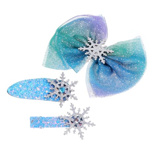 LOORGVEL 3 Stück Teiliges Weihnachts Haarspangen mit Blauen Schneeflocken Bögen Modische Haarklammern für Mädchen und Frauen Festlicher Haarschmuck für Weihnachten und Xmas Party von LOORGVEL