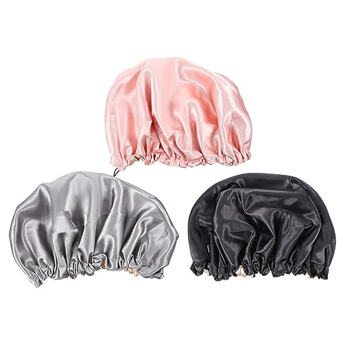 LOORGVEL 3 Stück Wasserdichte Duschhauben in Solide Farben Verstellbare Schlafhaube für Damen und Herren für Bad und Make Up LOORGVEL 3 Stück Wasserdichte Duschhauben in Solide Farben Verstellbare Schlafhaube für Damen und Herren für Bad und Make Up von LOORGVEL