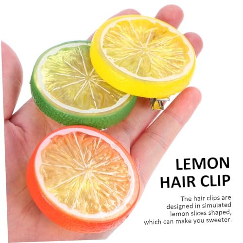 LOORGVEL 3 Stück Zitronen Haarspangen Kreative Frucht designs Leichte Haarklammern für Mädchen Bunte Haarschmuck Clips für Verschiedene Frisuren und Alltagsoutfits von LOORGVEL